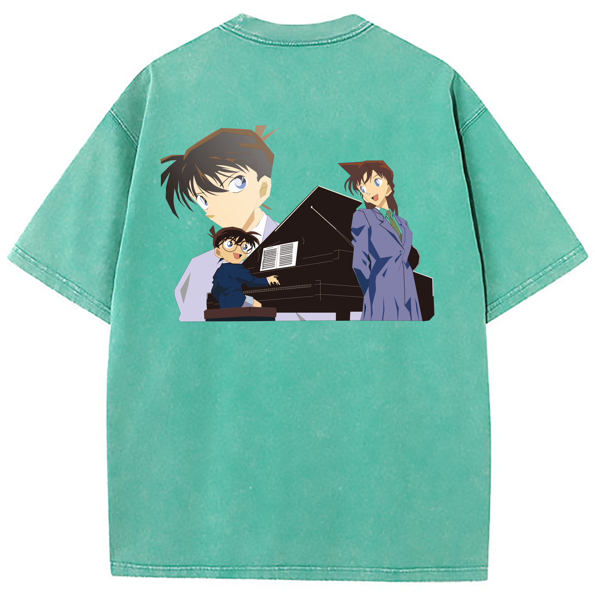 （画像用） 名探偵コナン 毛利 蘭 もうり らん、モーリ ラン Detective Conan Rachel Moore 綿100% ヴィンテージ風 半袖Tシャツ（背面プリント）
